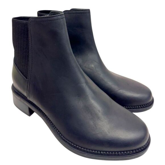 Clarks Booties Size 9US Black Leather Pull On Block Heel Maye Palm Ankle Boots - Picture 1 of 10